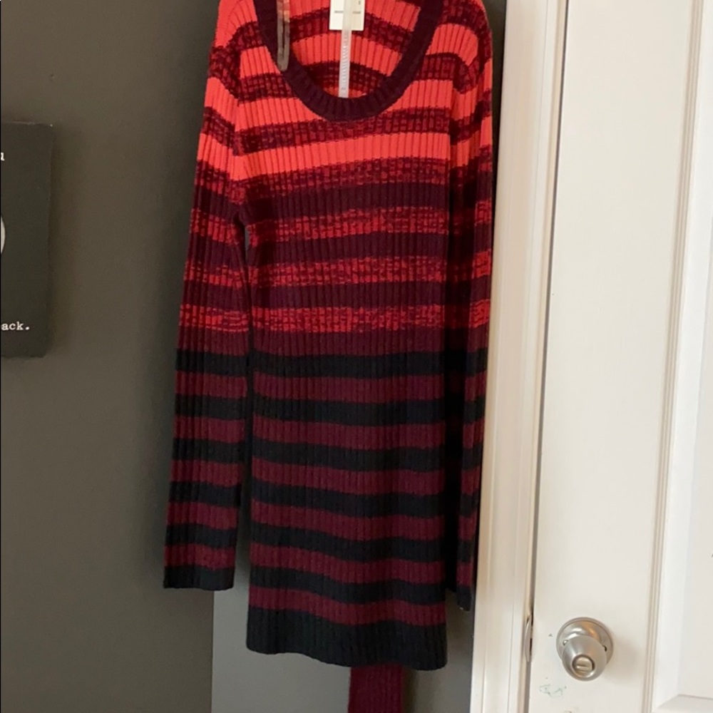 Sweater dress with scarf